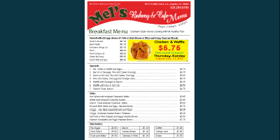 Take Out Menus Design - $22.50 p/side